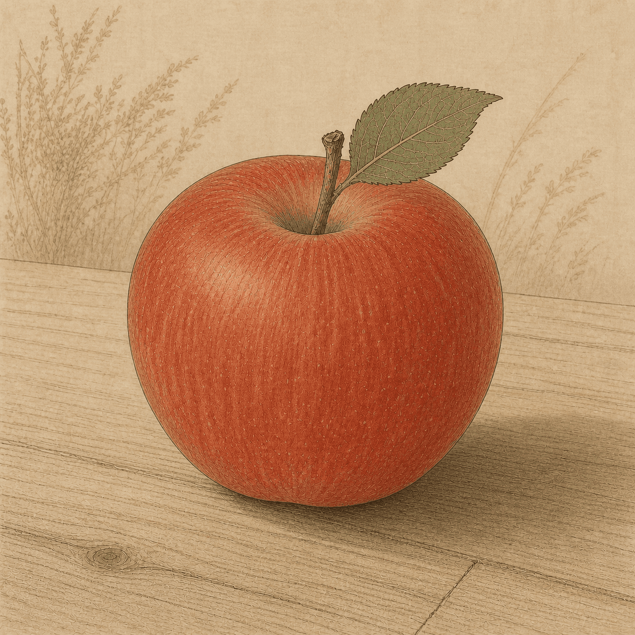 Gongbi style apple artwork