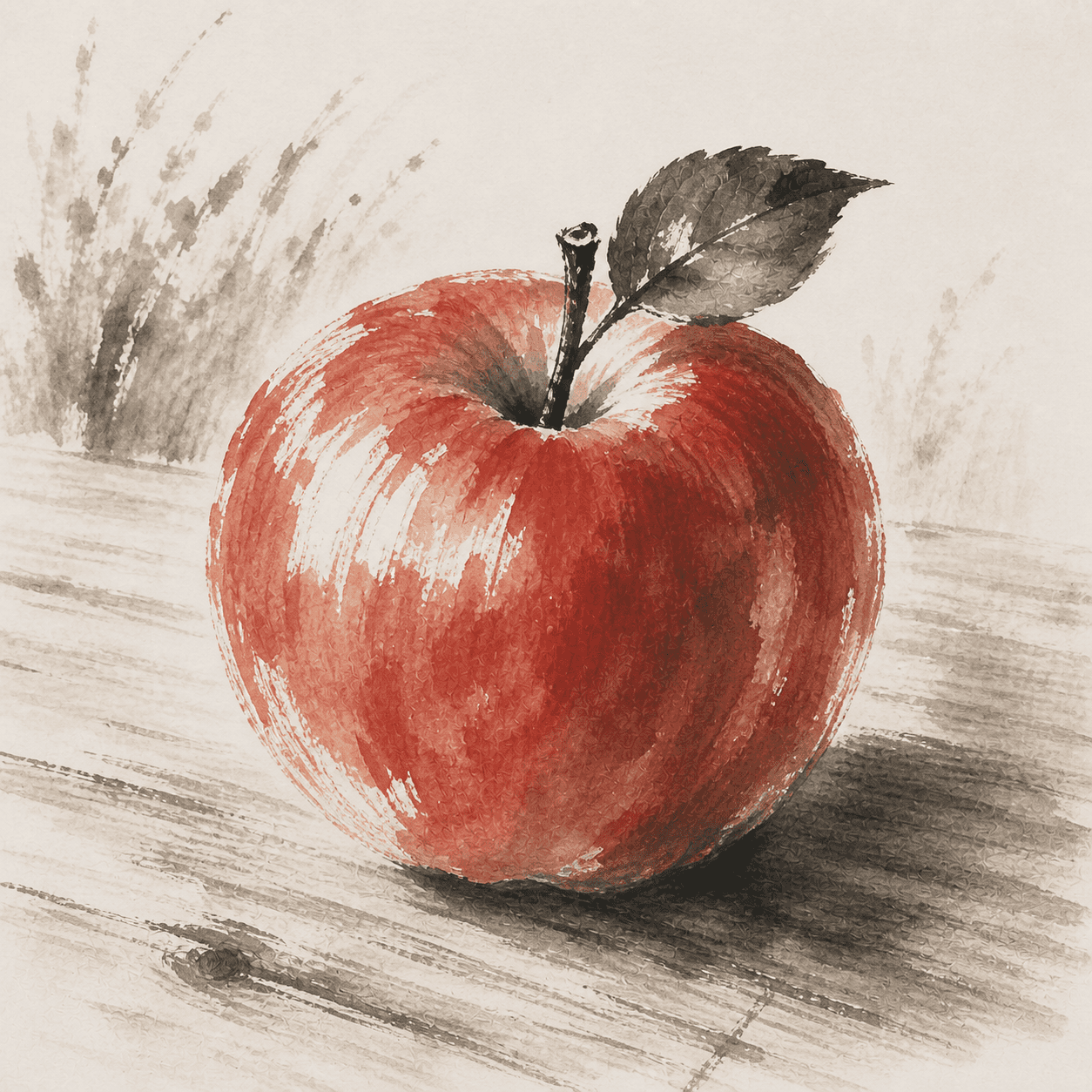 Xieyi style apple artwork