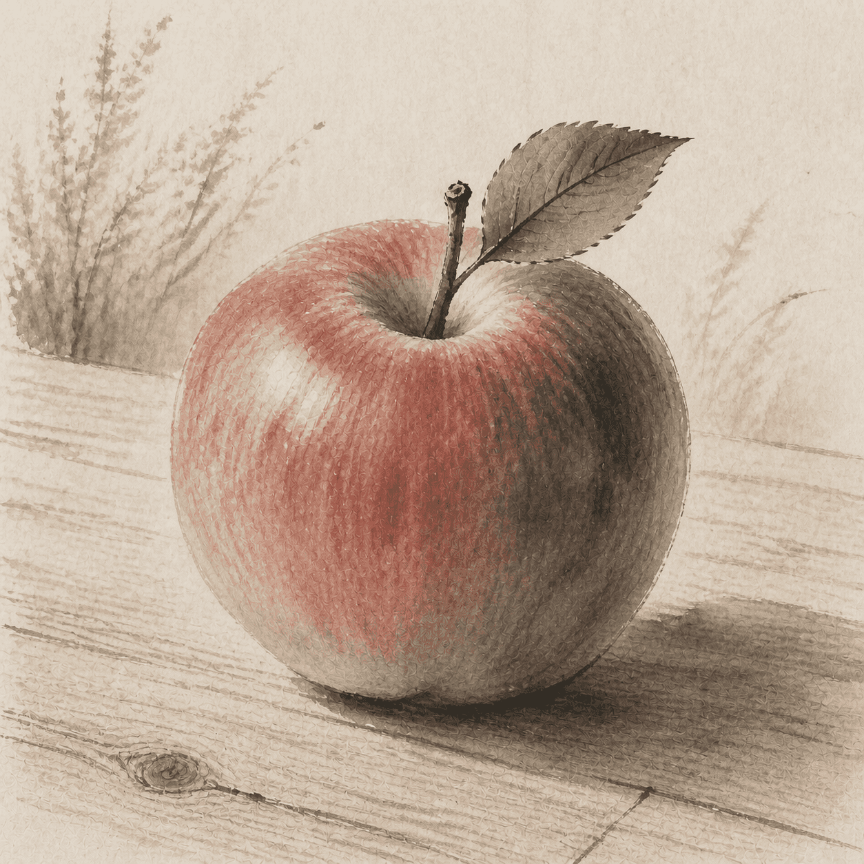 Literati style apple artwork