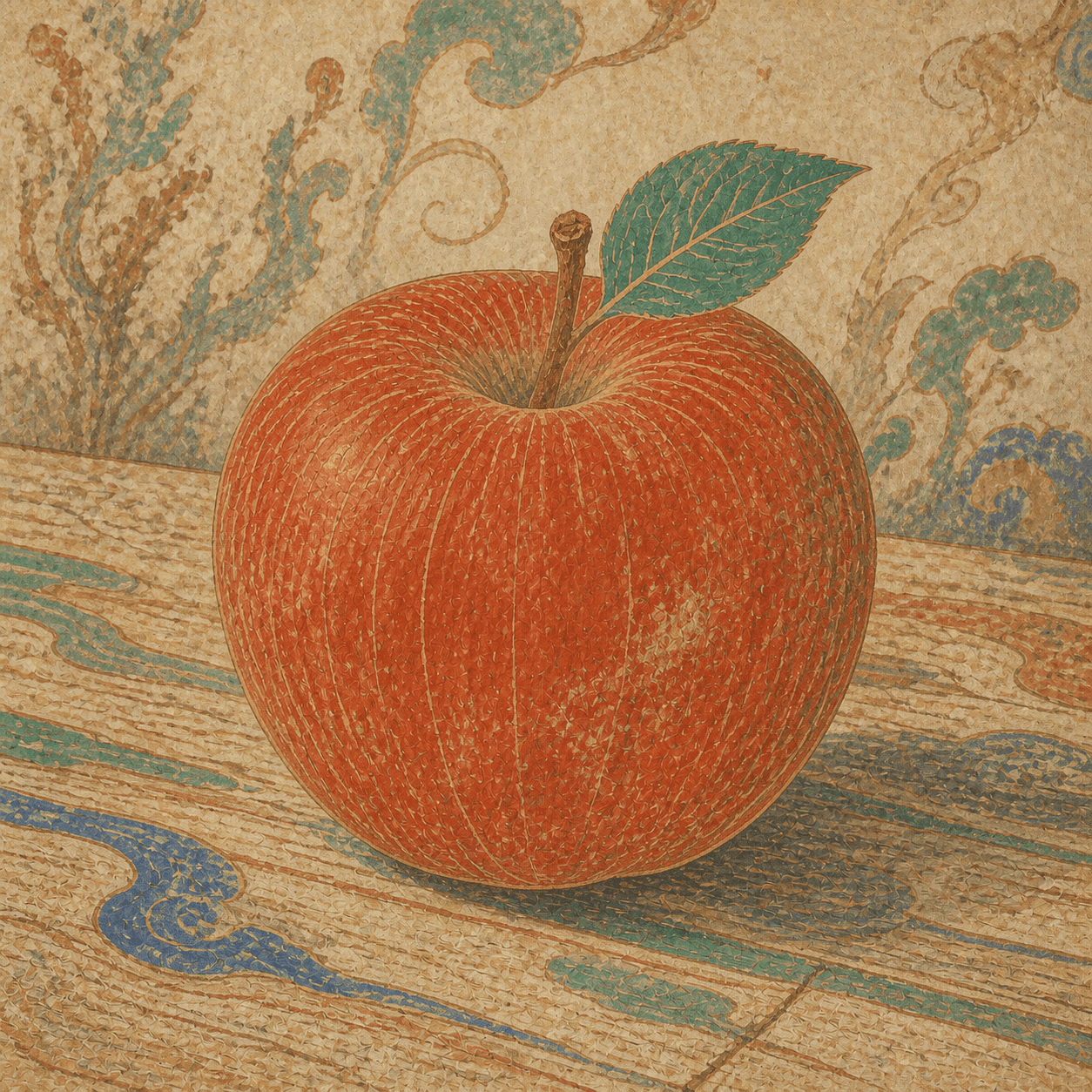 Dunhuang style apple artwork