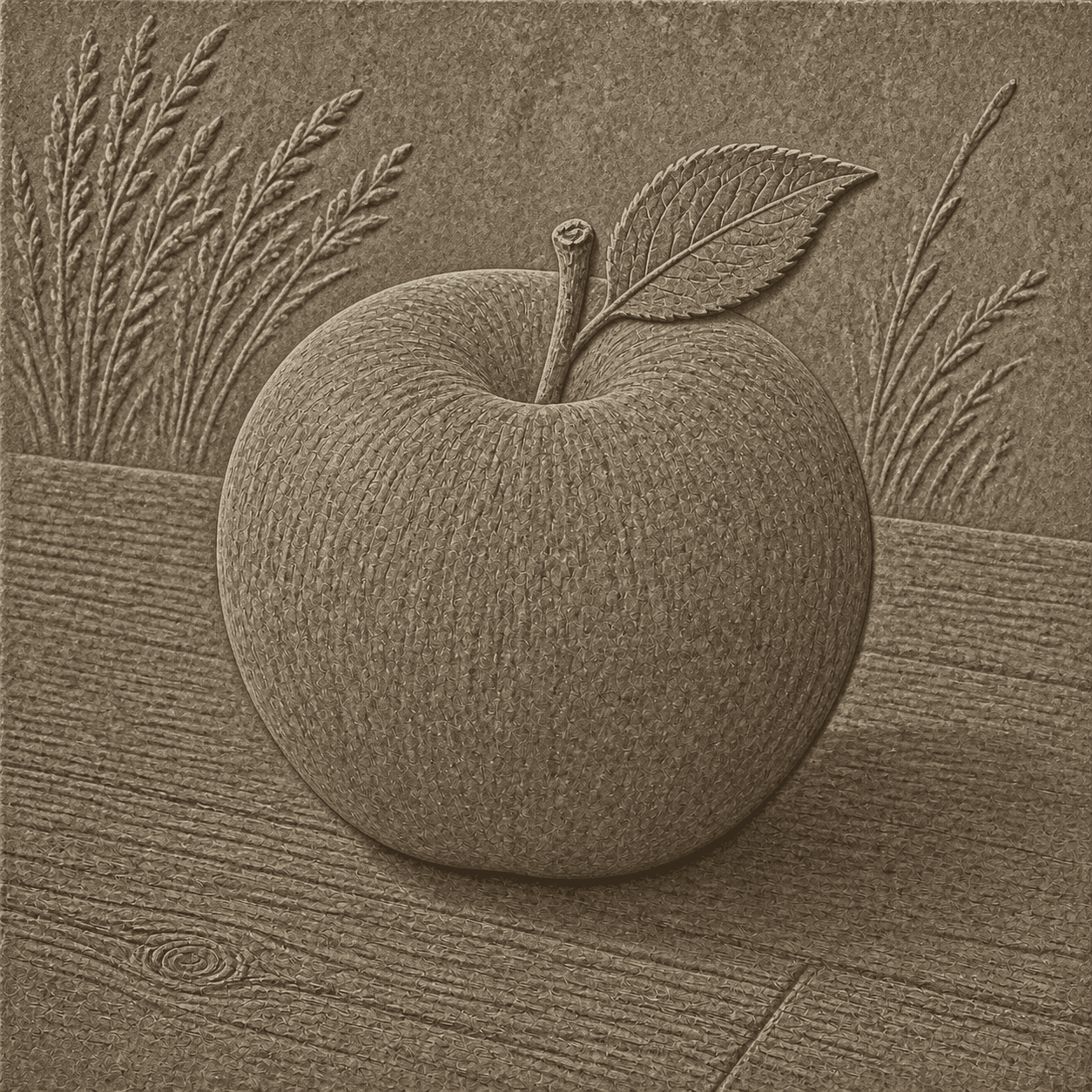 Han Stone Relief style apple artwork