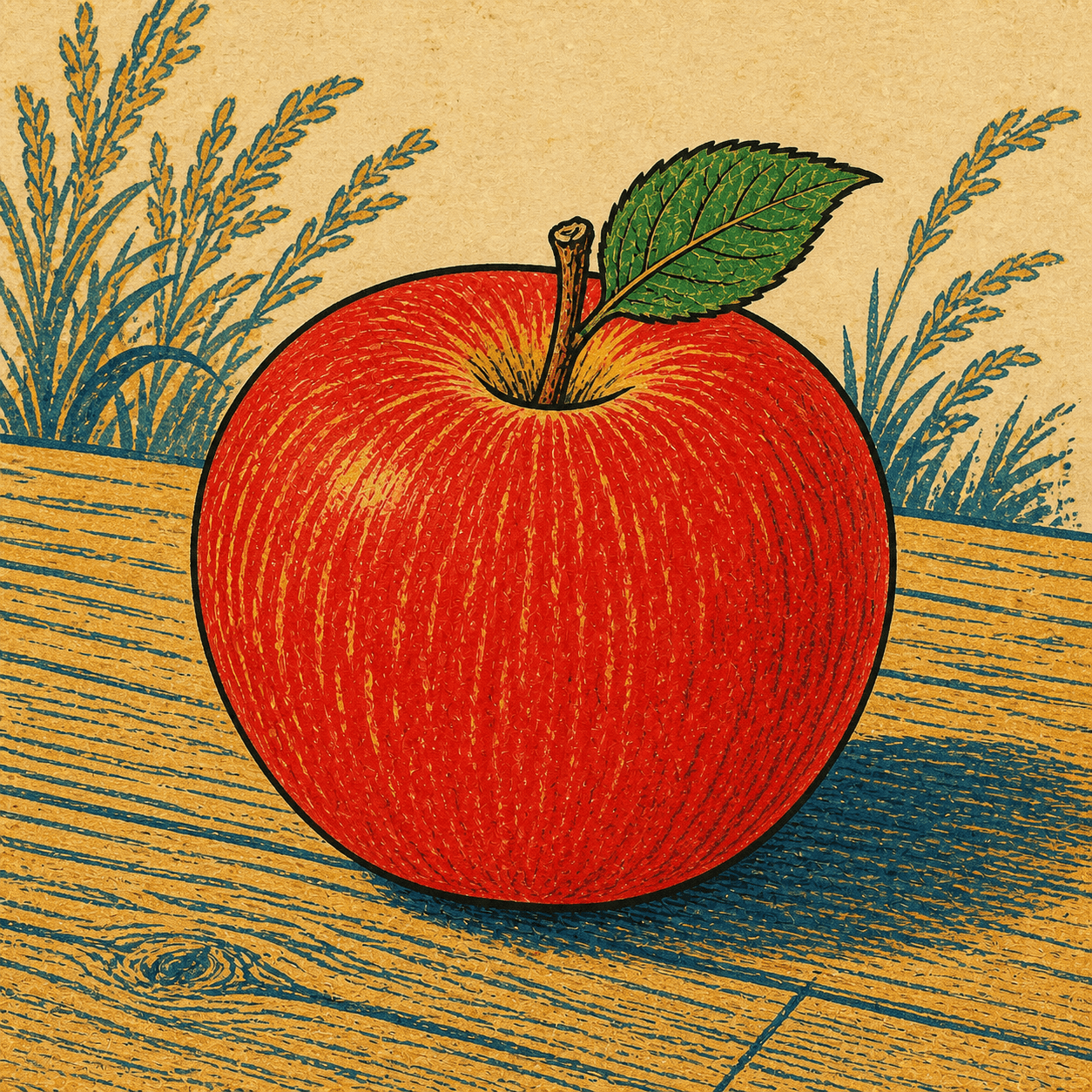Chinese New Year Print style apple artwork