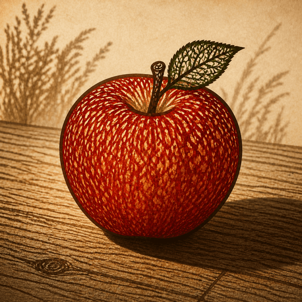 Shadow Puppet style apple artwork