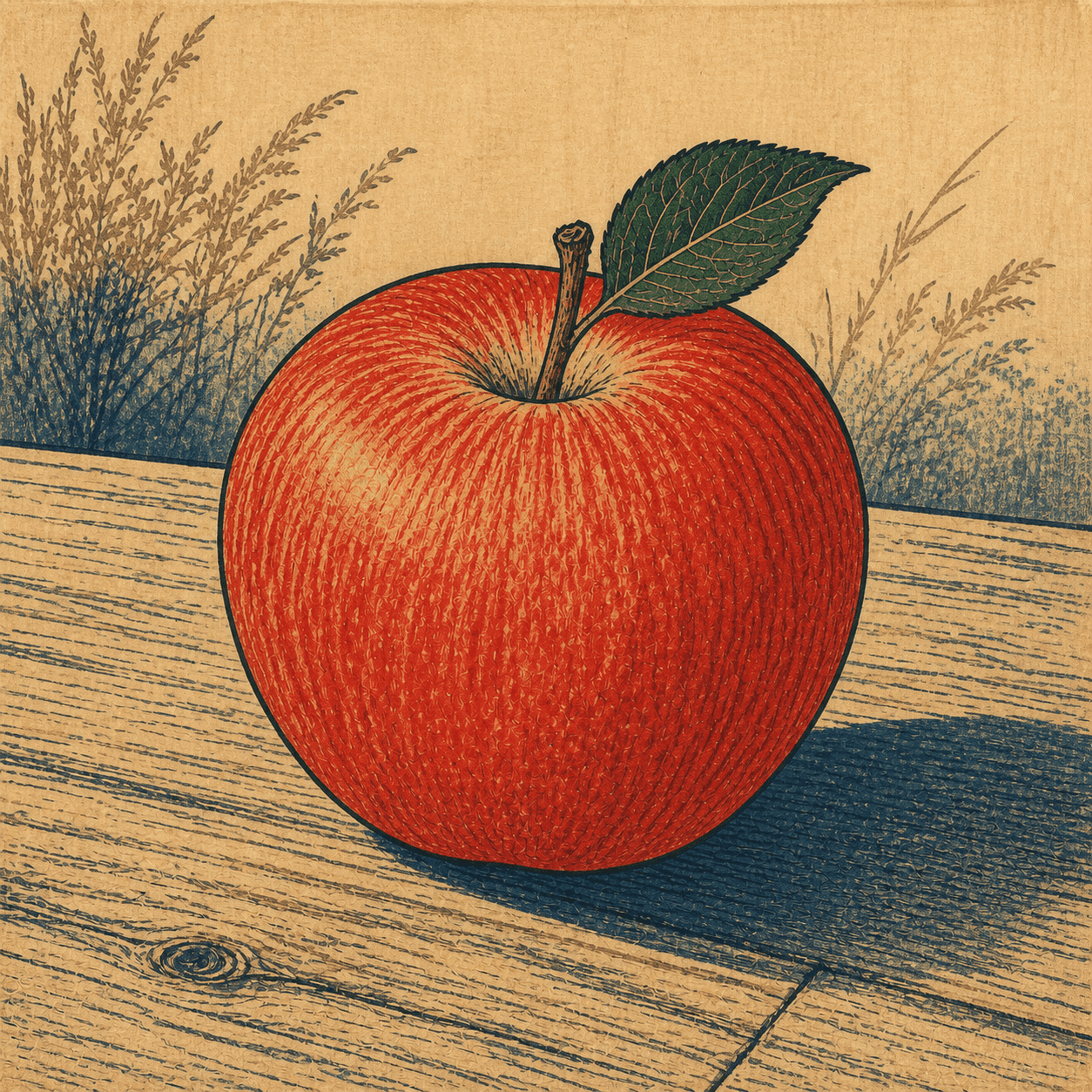 Ukiyo E style apple artwork