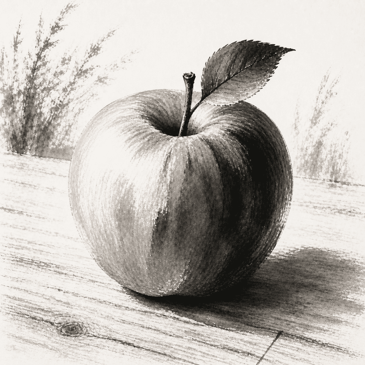 Zen Ink style apple artwork