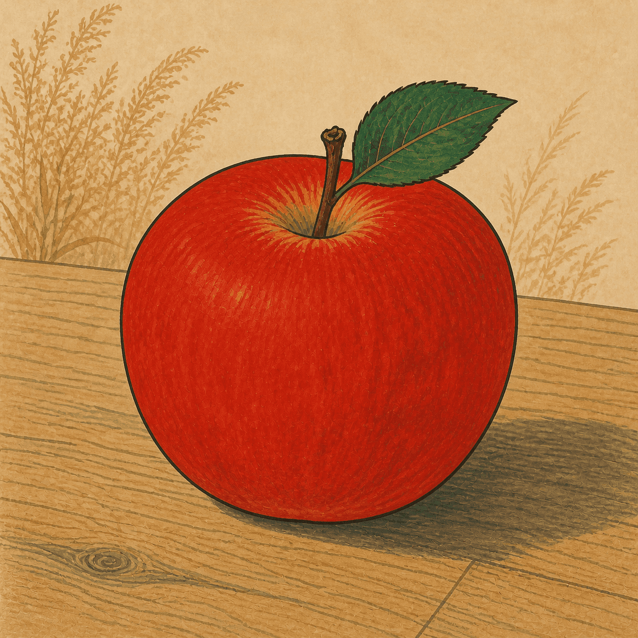 Korean Minhwa style apple artwork