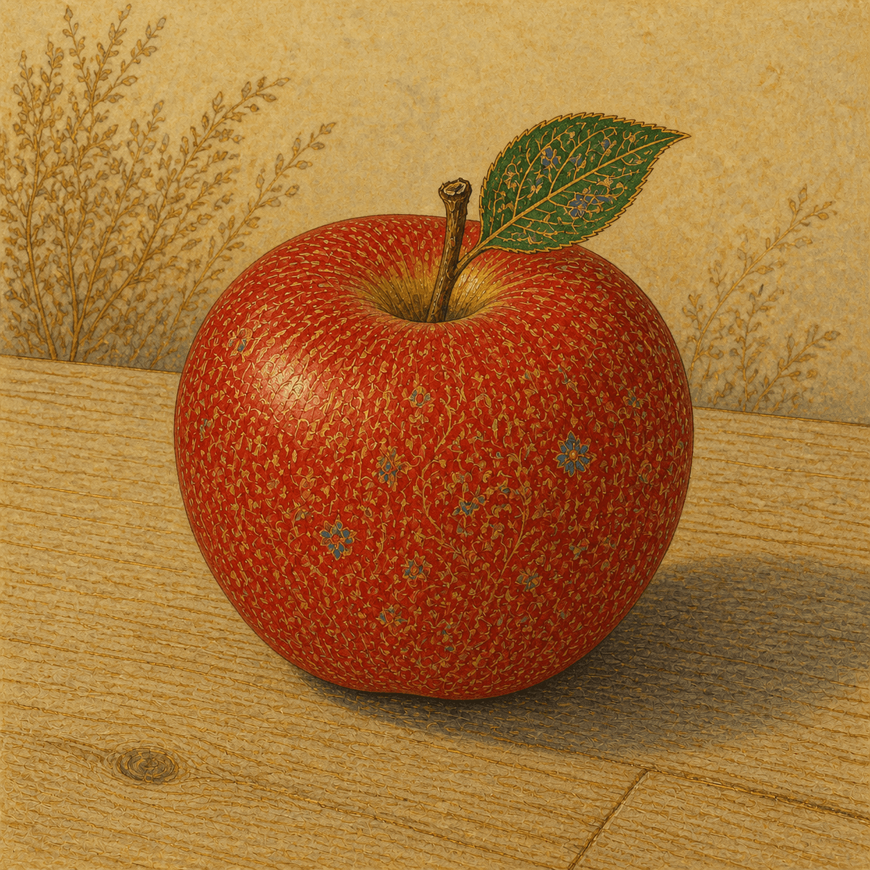 Persian Miniature style apple artwork