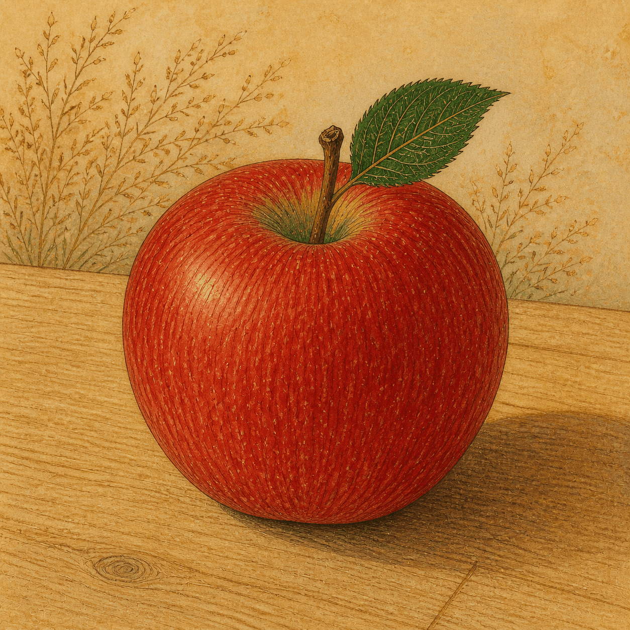Mughal Miniature style apple artwork