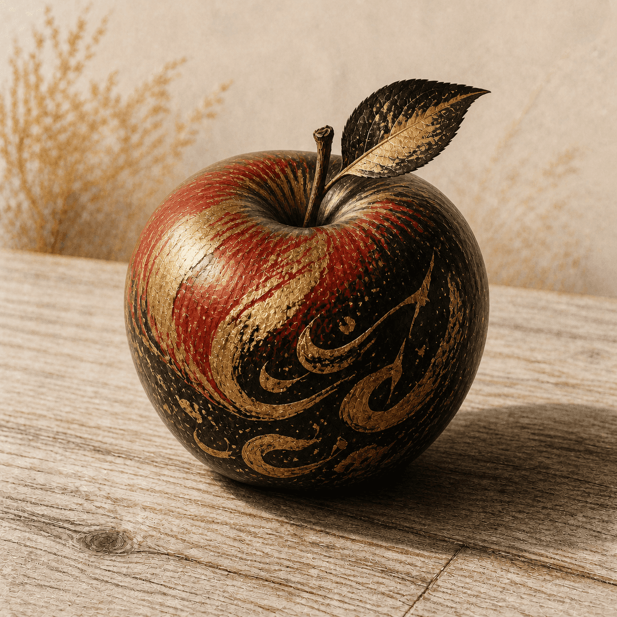 Arabic Calligraphy style apple artwork