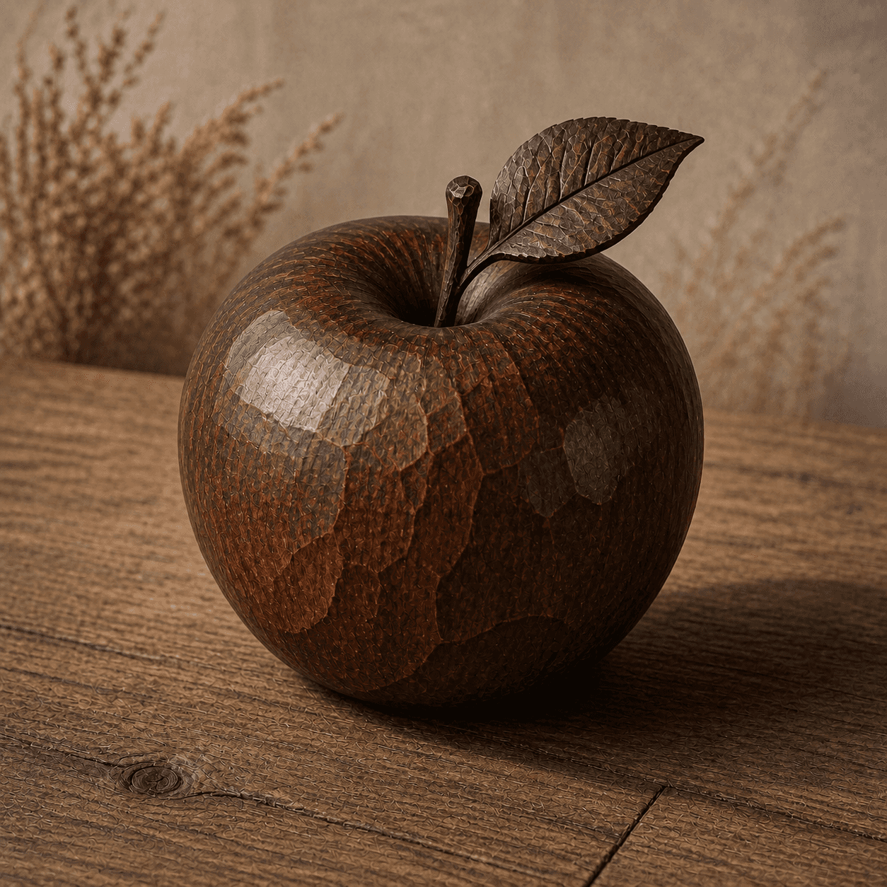 African Woodcarving style apple artwork