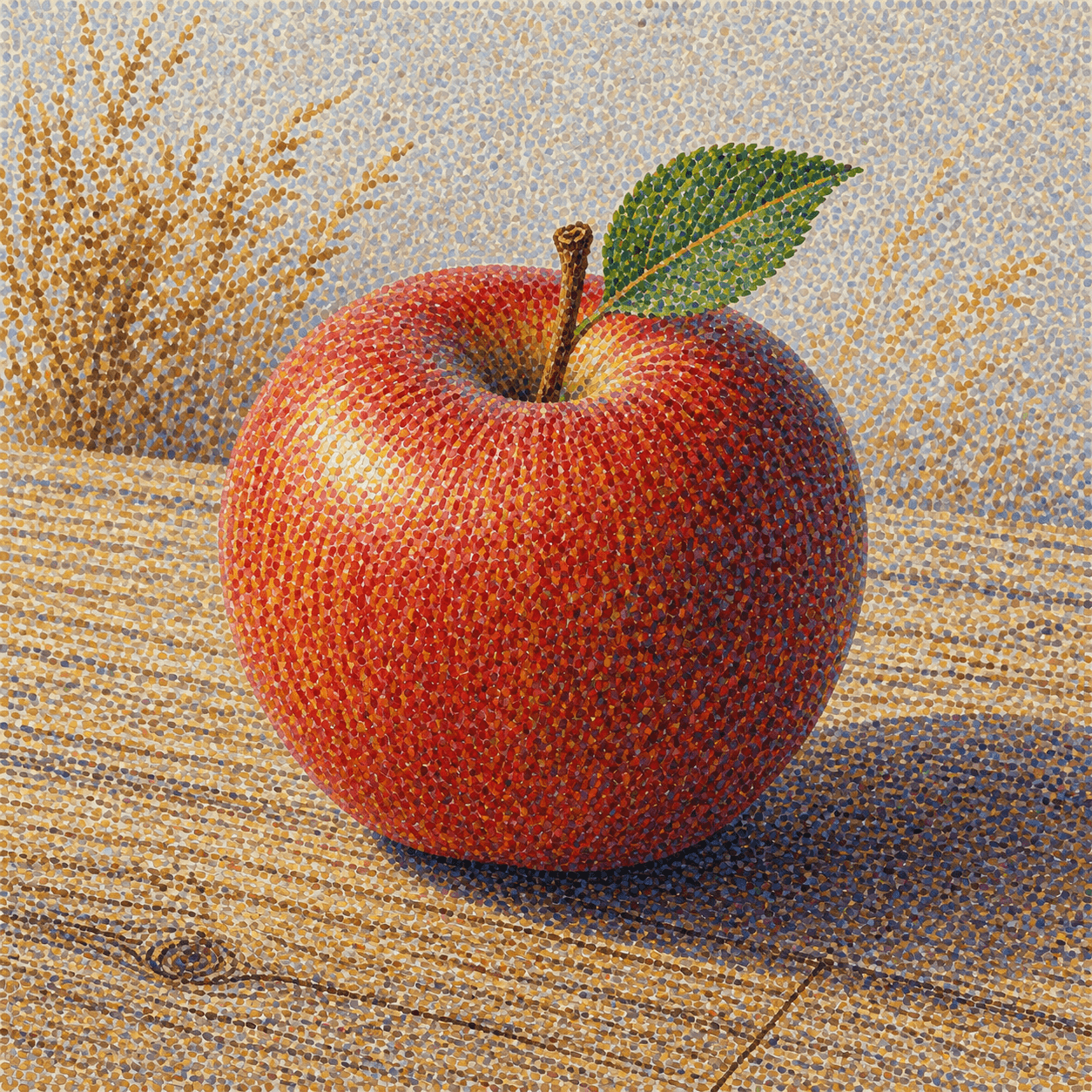 Pointillism style apple artwork