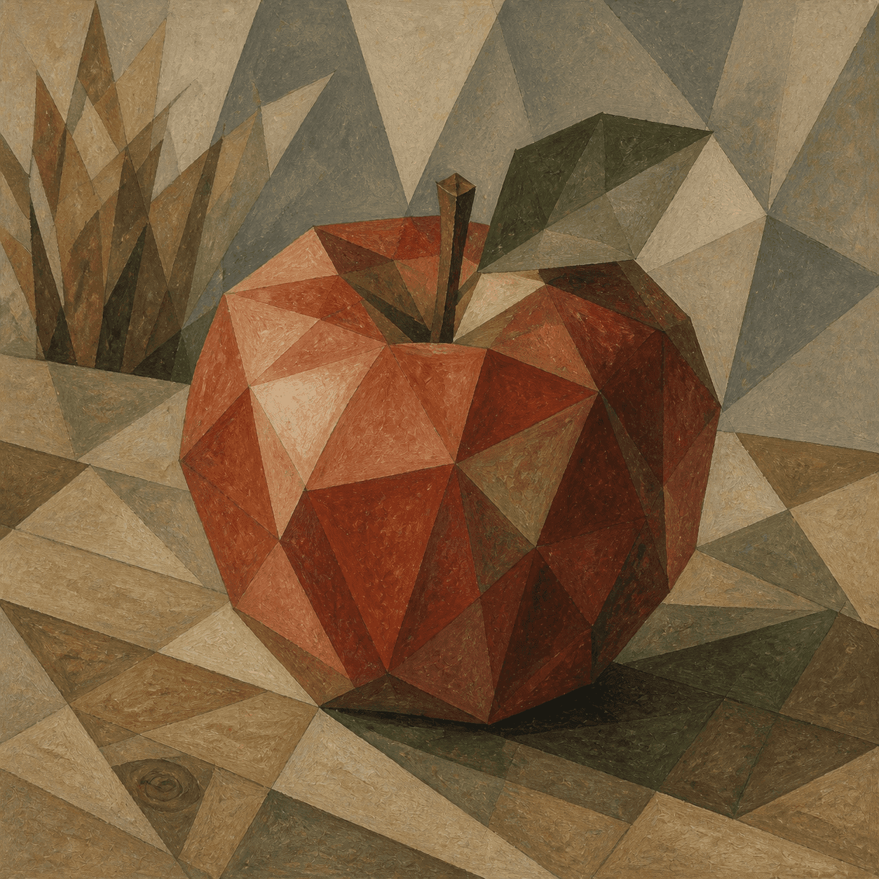 Cubism style apple artwork