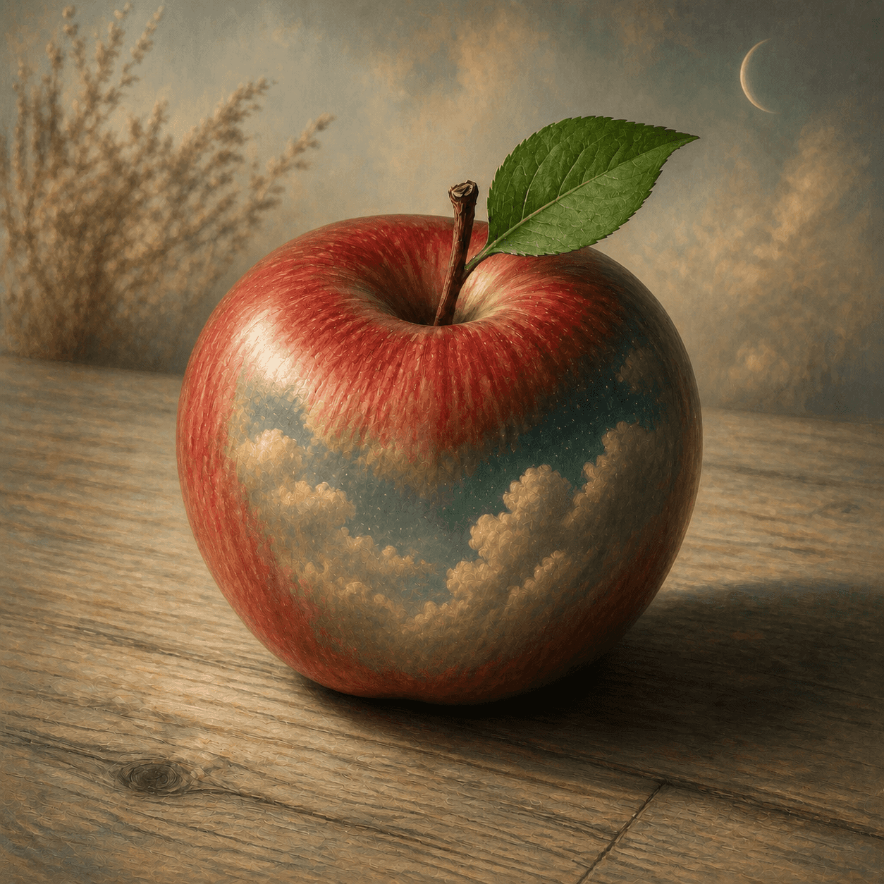 Surrealism style apple artwork