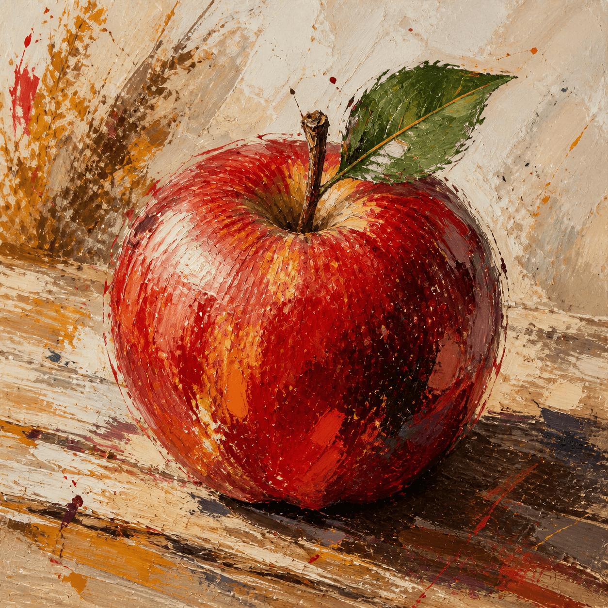 Abstract Expressionism style apple artwork