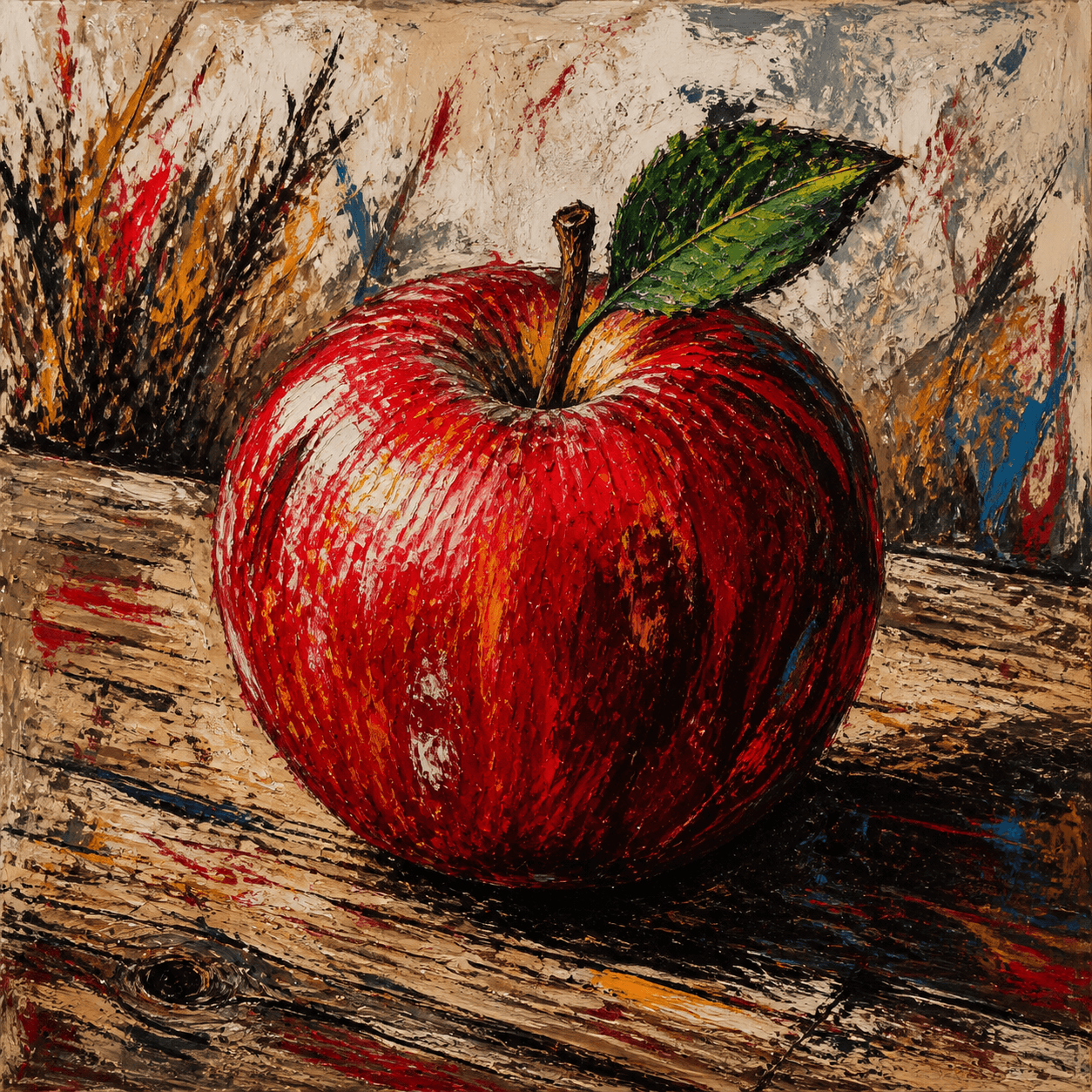 Neo Expressionism style apple artwork