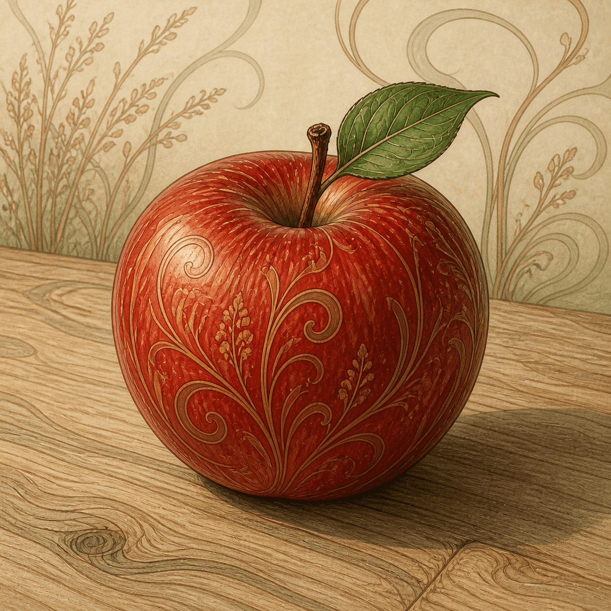 Art Nouveau style apple artwork