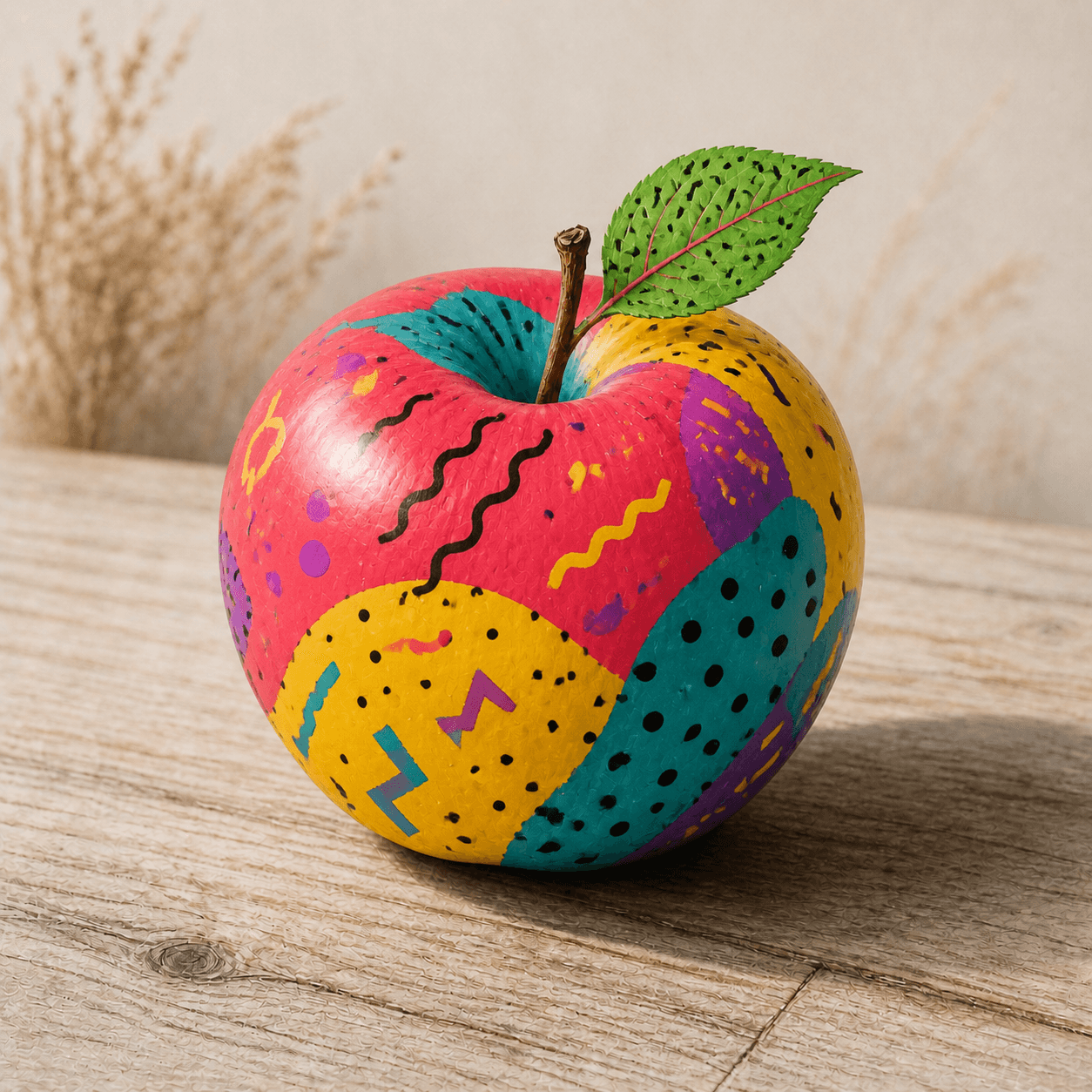 Memphis style apple artwork