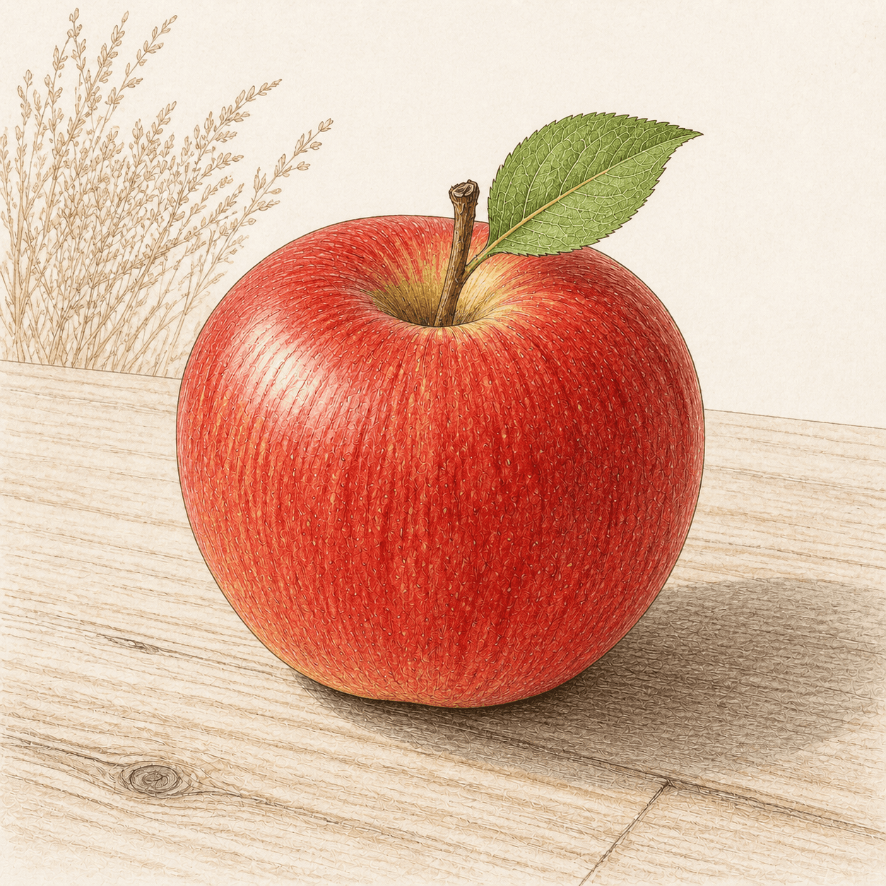 Botanical Illustration style apple artwork