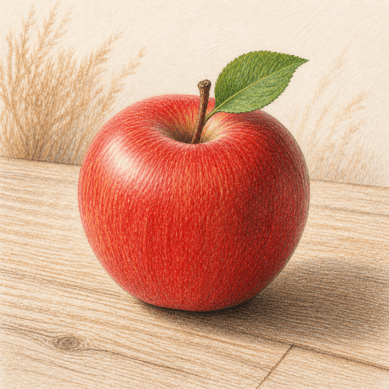 Colored Pencil style apple artwork