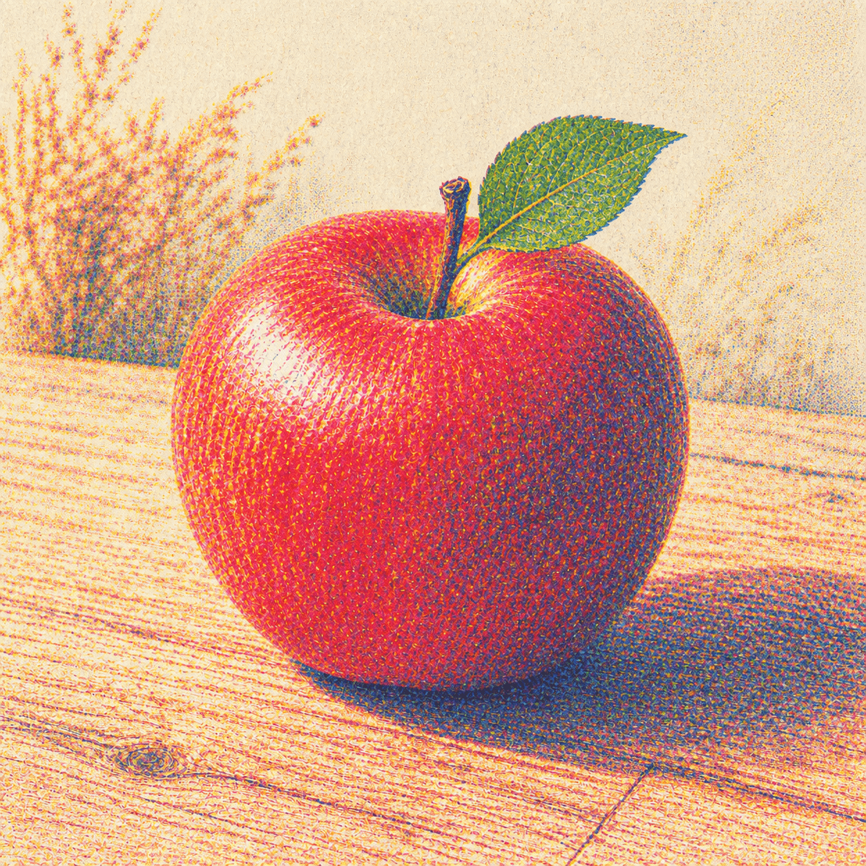 Risograph style apple artwork