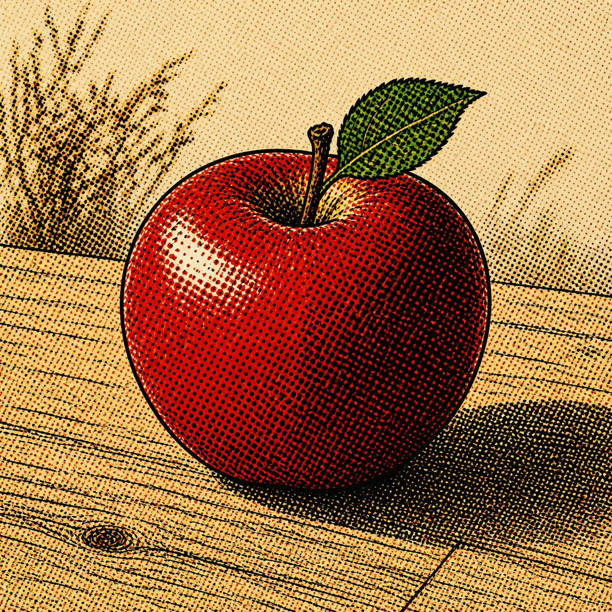Halftone style apple artwork
