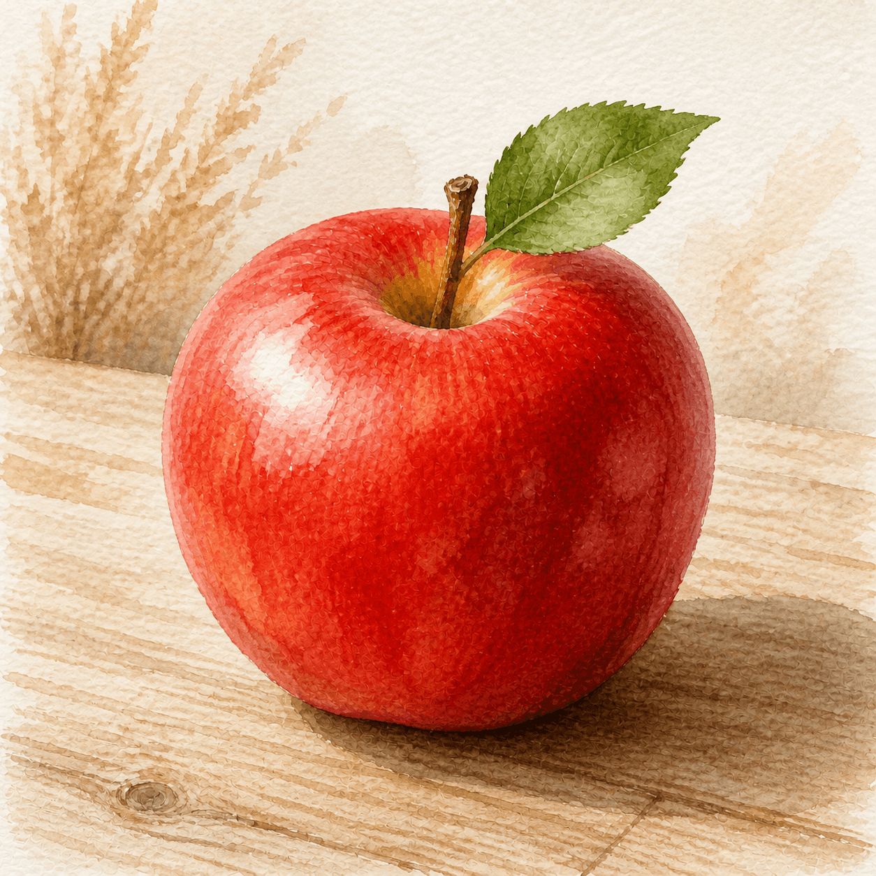 Watercolor style apple artwork