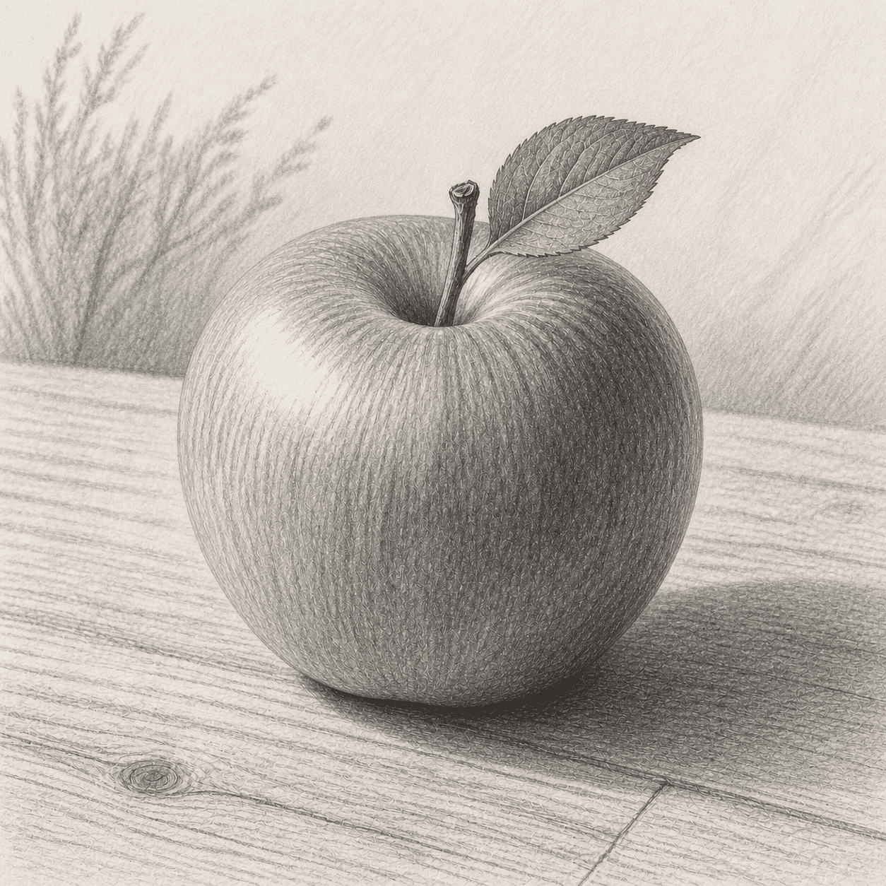 Graphite Sketch style apple artwork