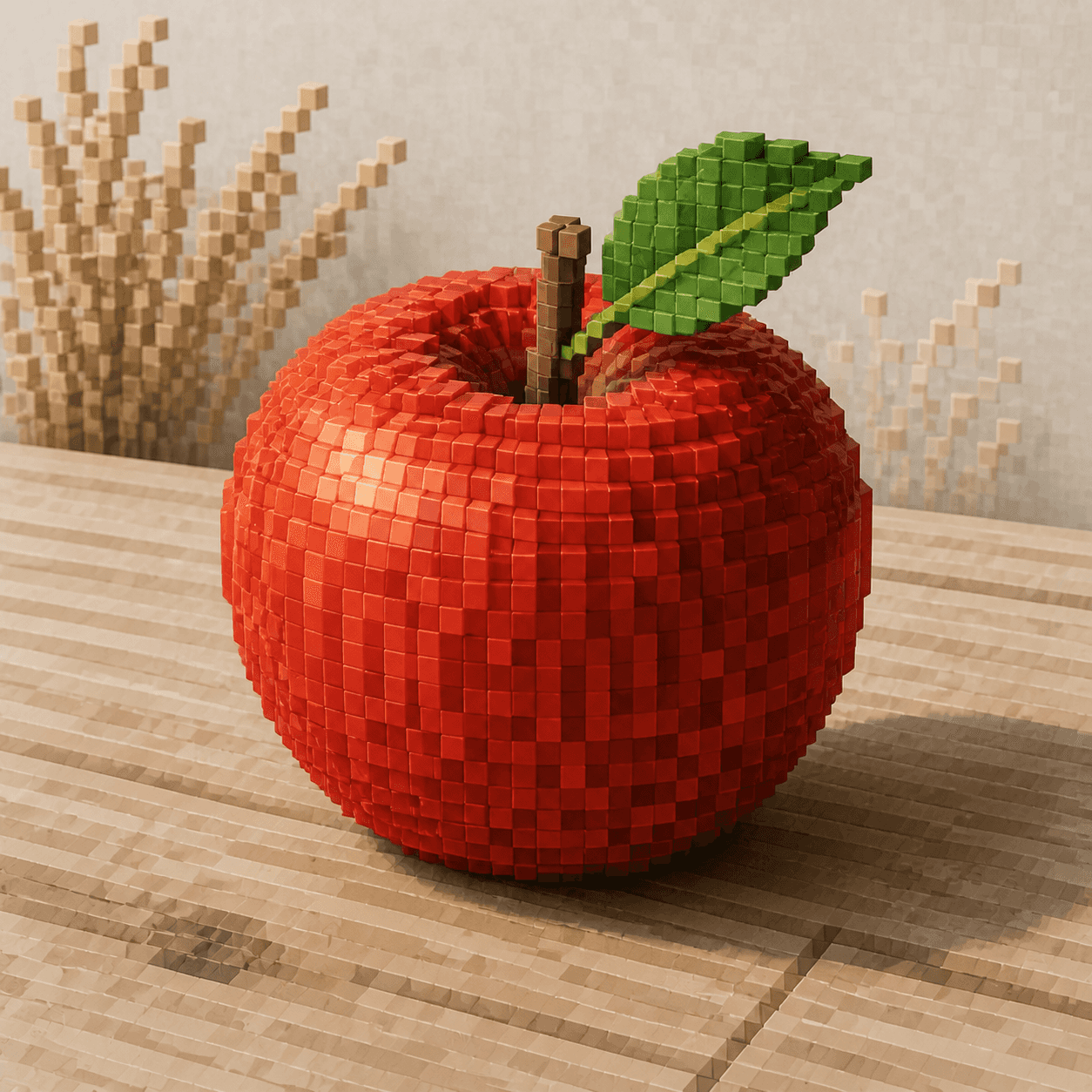 Voxel style apple artwork