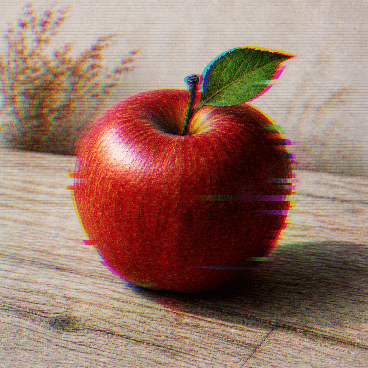 Glitch Art style apple artwork