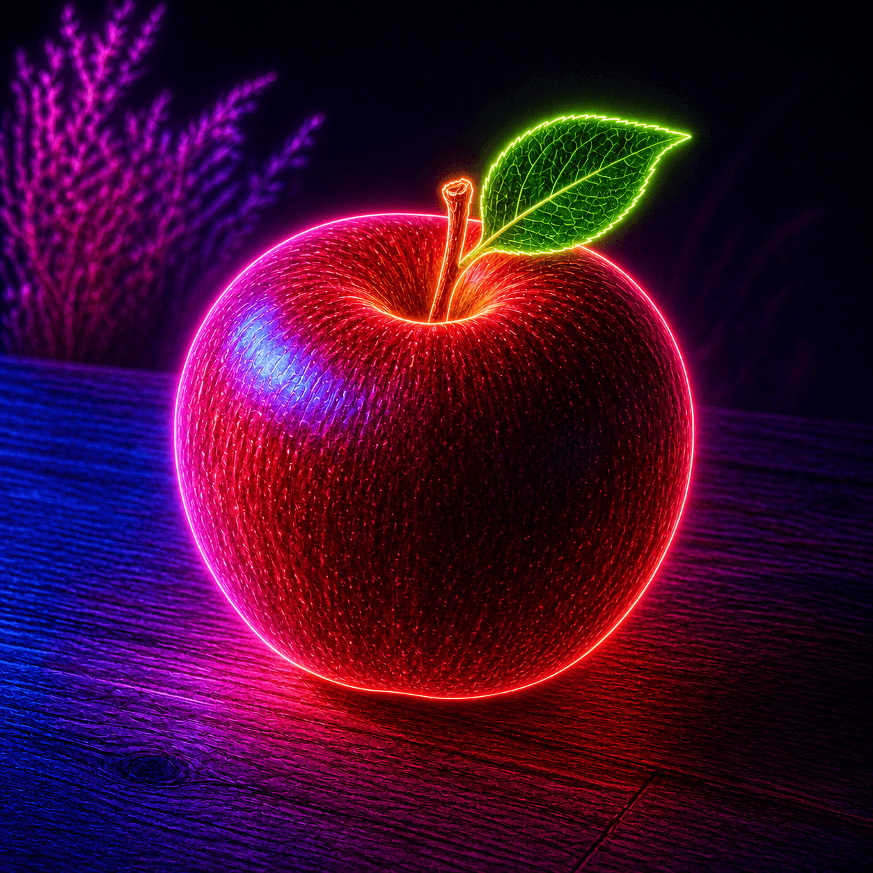 Neon Art style apple artwork