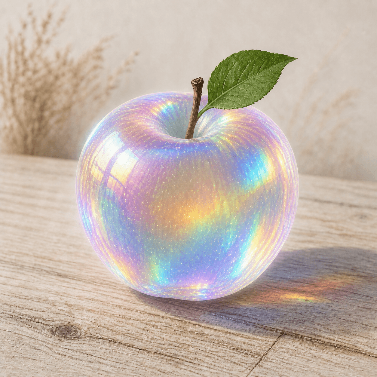 Holographic style apple artwork