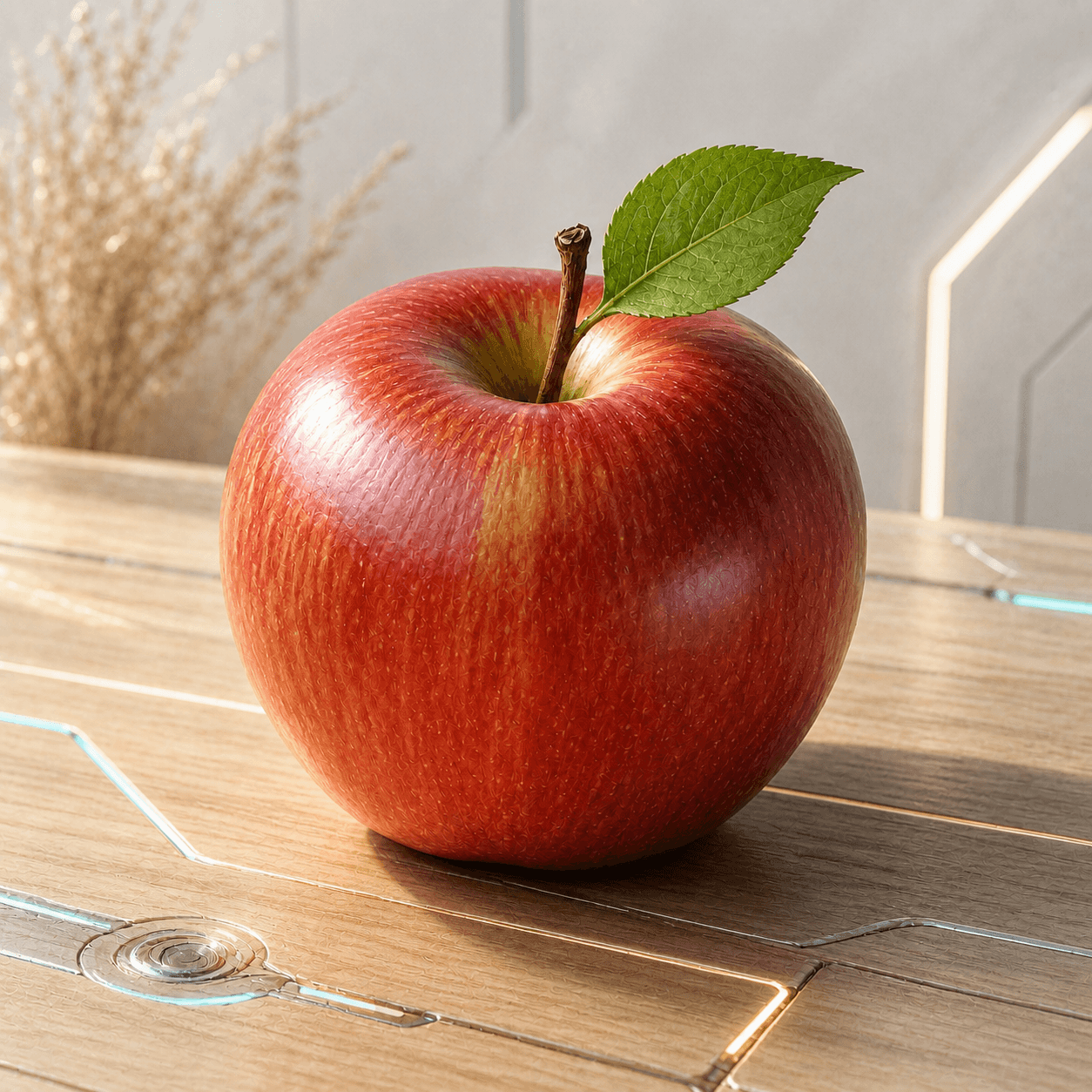 Solarpunk style apple artwork