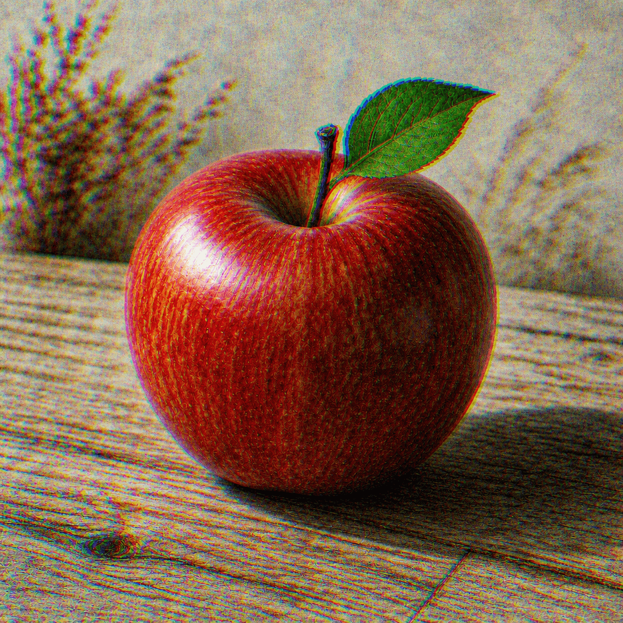 Glitchcore style apple artwork
