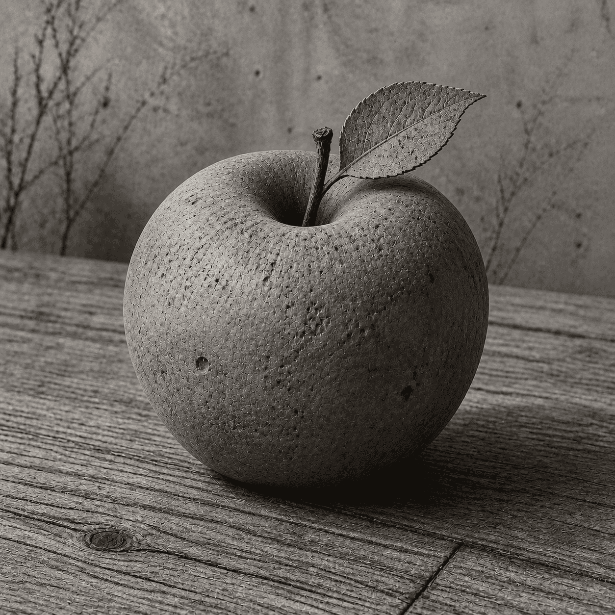 Brutalism style apple artwork
