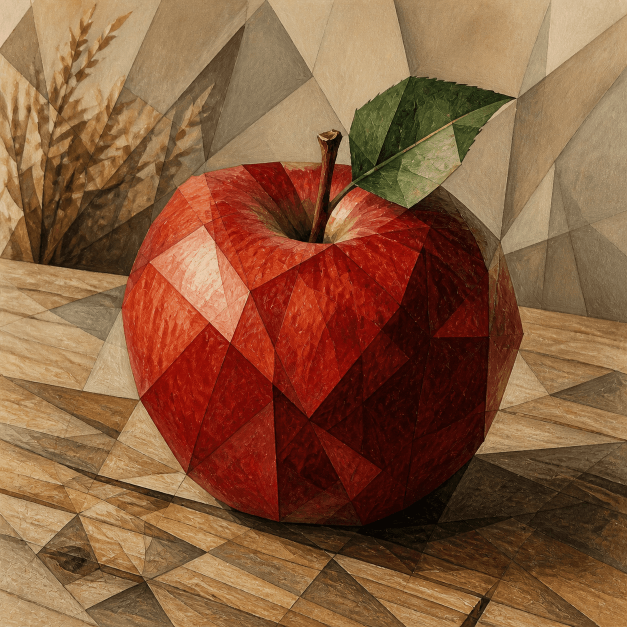 Deconstructivism style apple artwork